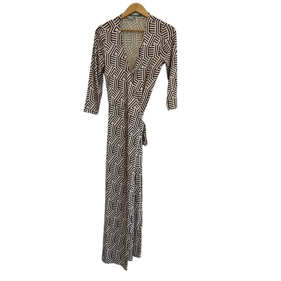 Boden Geometric Belted Wrap Maxi Dress Womens Size 8 Boho Artst Event Vacation - Picture 1 of 16